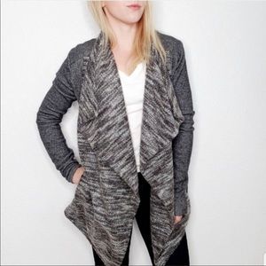 LUCKY Brand Striped Marl Ooen Knit Waterfall Cardigan